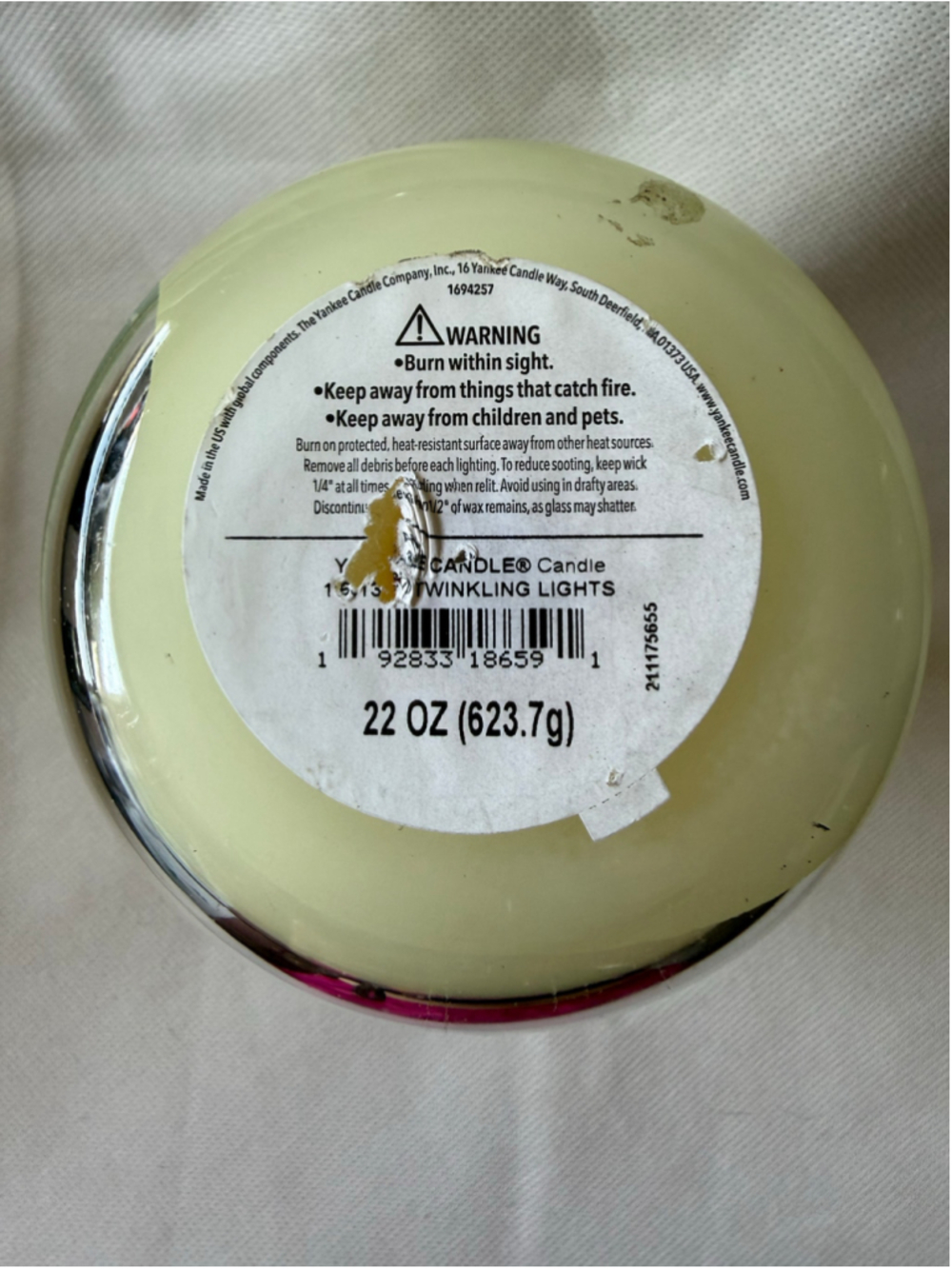 NEW Yankee Candle Large Jar Candle 22 oz HOLIDAY TWINKLING LIGHTS - Picture 5 of 7